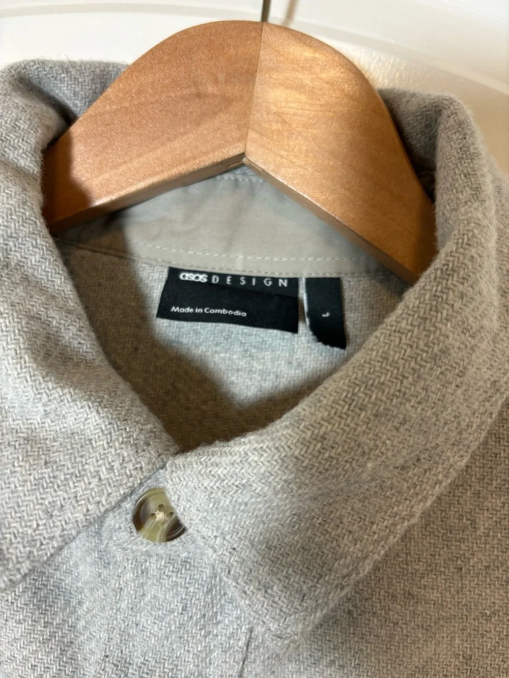 ASOS Light Gray Button-Front Shacket - Picture 3 of 3